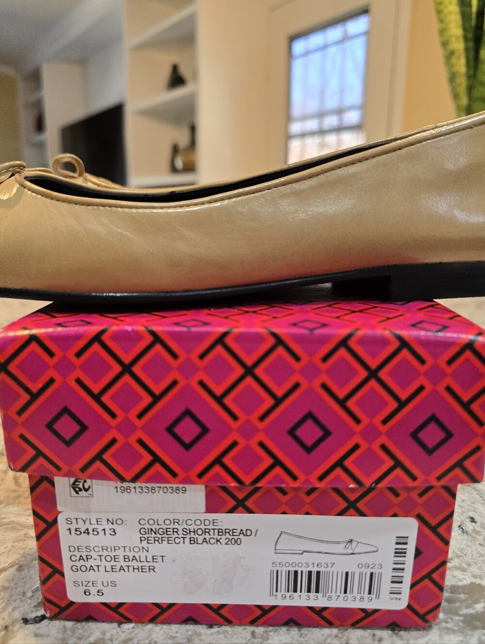 Tory Burch Cap-Toe Ballet Flats Ginger Shortbread/ Perfect Black Size 6.5 - Picture 14 of 14